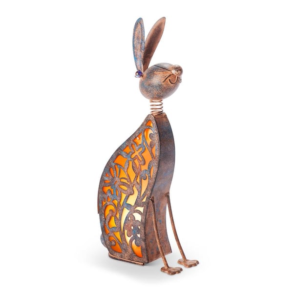 23.03 in. H Solar Lighted Rabbit Garden Statue