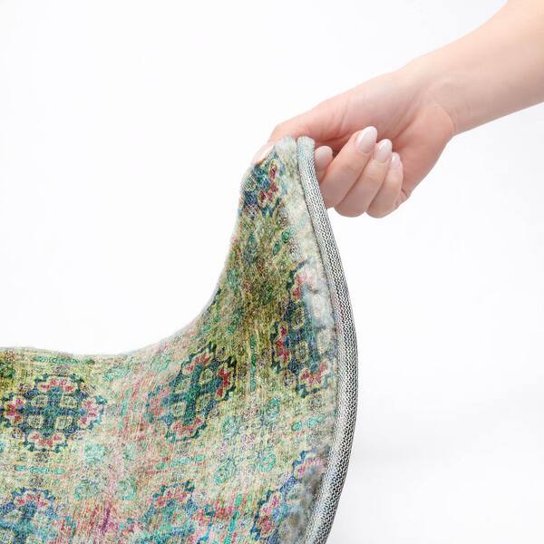 Dream Shag Premium Machine Washable Abstract ADS557 Green 3 ft. x 4 ft. Area Rug