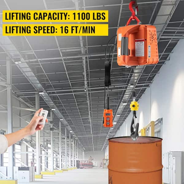 1100 lbs. Electric Hoist Winch with 3 Control Methods Electric Chain Hoist 25 ft. Lifting Height for Lifting Towing