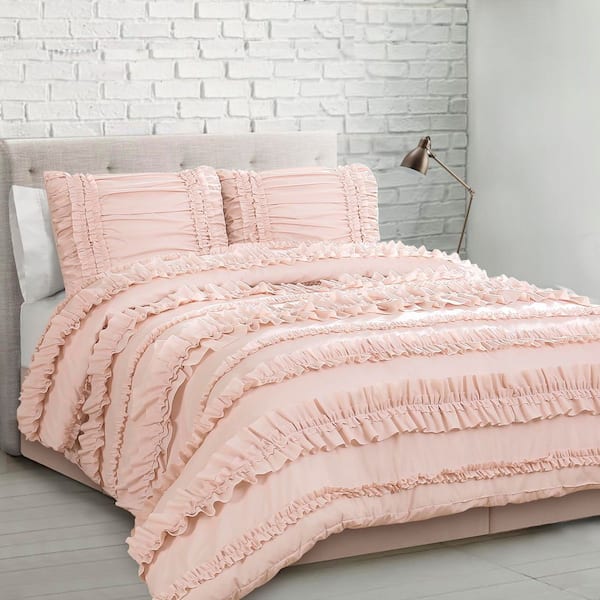 Belle 4 Pieces Blush Textured Microfiber Full/Queen Comforter Set
