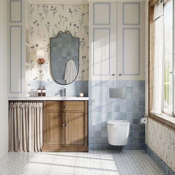 1.1/1.6 GPF Dual Flush Elongated Wall Hung Toilet Combo in White with Concealed In-Wall Toilet Tank, Durable UF Seat