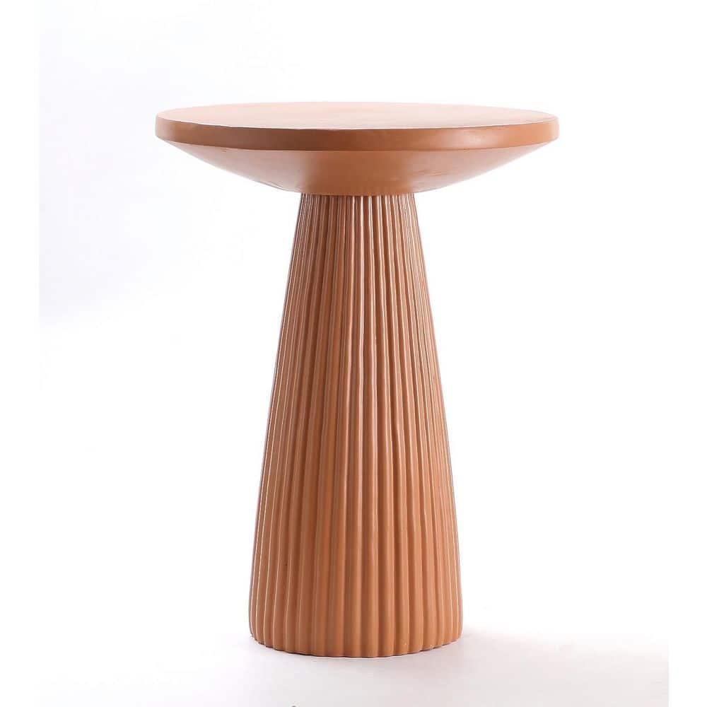Louie 23.62 in. Light Coffee Round MGO Concrete Indoor/Outdoor Side Table with Fluted Pedestal Base price history on PriceWatchPro