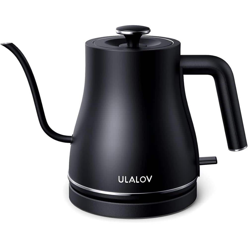 3-Cup Matte Black Acrylic Corded Electric Gooseneck Kettle with Leak-Proof 