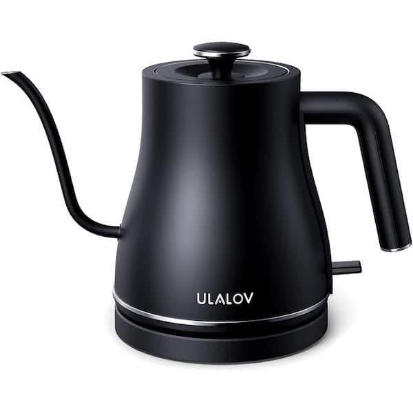 Unbranded 3-Cup Matte Black Acrylic Corded Electric Gooseneck Kettle with Leak-Proof Design, Auto Shutoff Anti-dry Protection