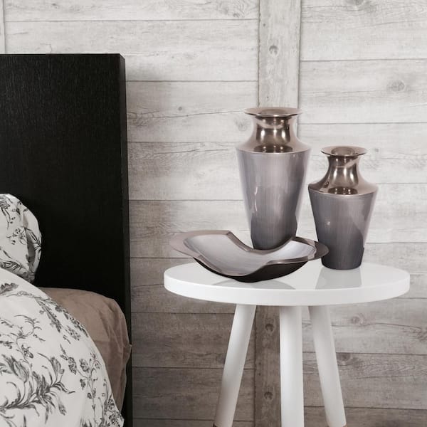 Marley Forrest Gray Glaze Flared Aluminum Large Vase