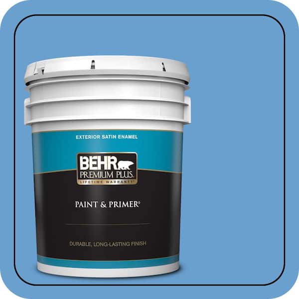 BEHR PREMIUM PLUS 5 gal. #P520-4 Cornflower Satin Enamel Exterior Paint & Primer