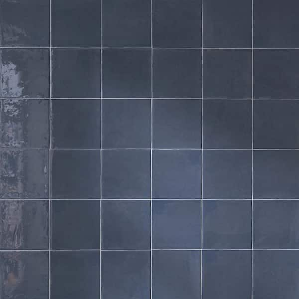 MOLOVO New Country Deep Blue 5.9 in. x 5.9 in. Polished Ceramic Tile ...