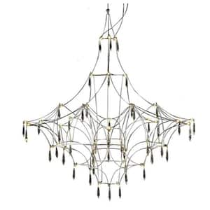 Luxury 66-Light Gold Individual Art Postmodern Crystal Chandelier for Living Room Hallway