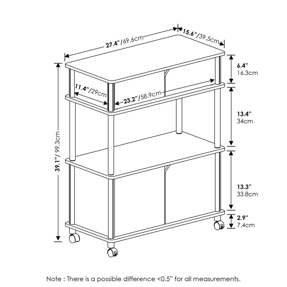 French Oak Grey and Black Kitchen Cart with Storage