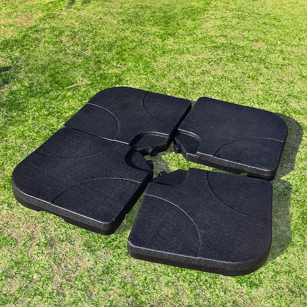SUNRINX 4-Piece Universal Standard Cross Patio Umbrella Base in Black, Weighted Cantilever and Offset Patio Umbrella