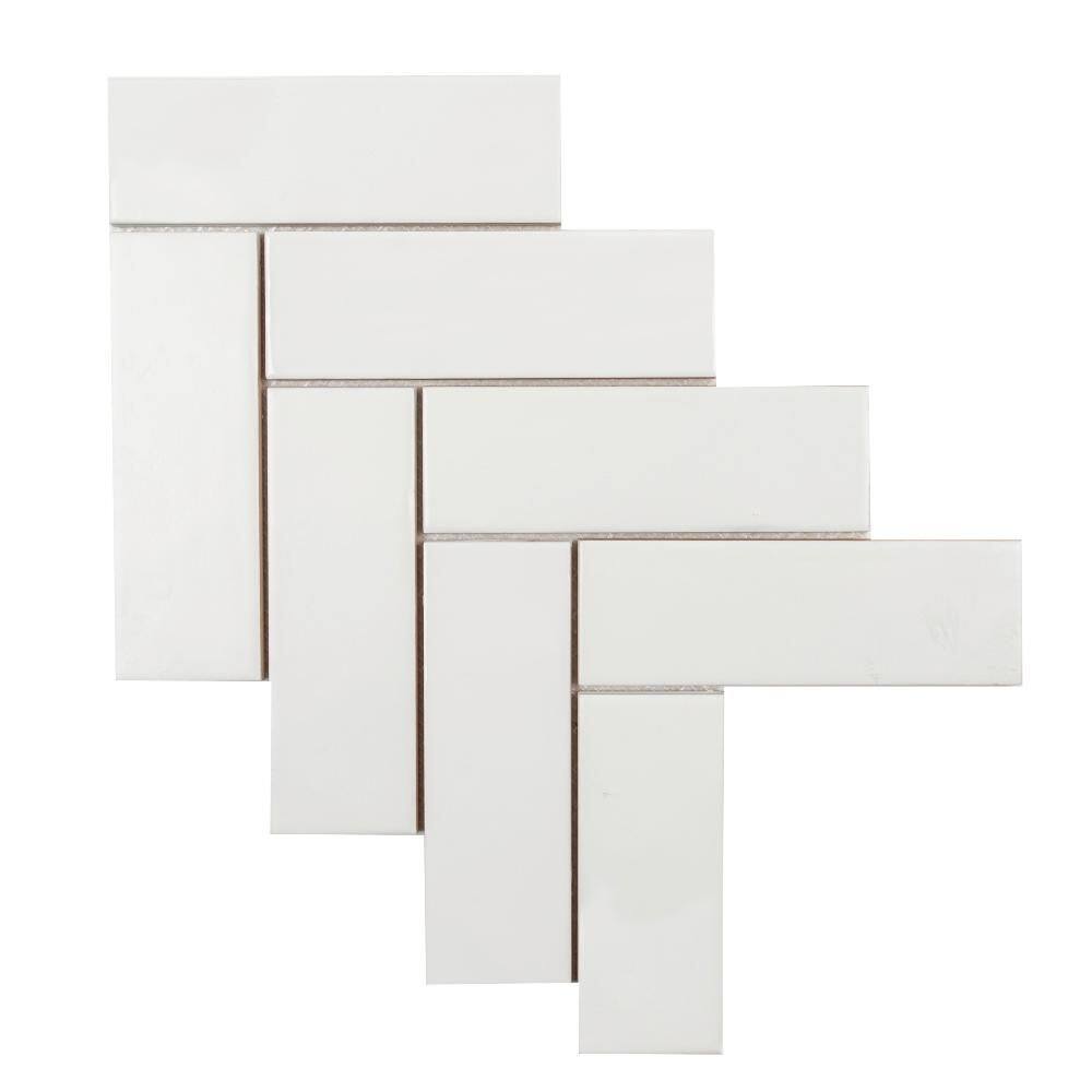 Take Home Tile Sample - Herringbone White 2.5 in. x 4 in. Matte Ceramic Mosaic Wall Tile Sample price history on PriceWatchPro