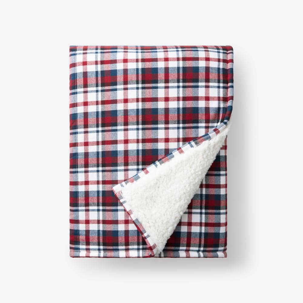 The Company Store Flannel Sherpa Red Multi Throw Blanket 85101XTHRW