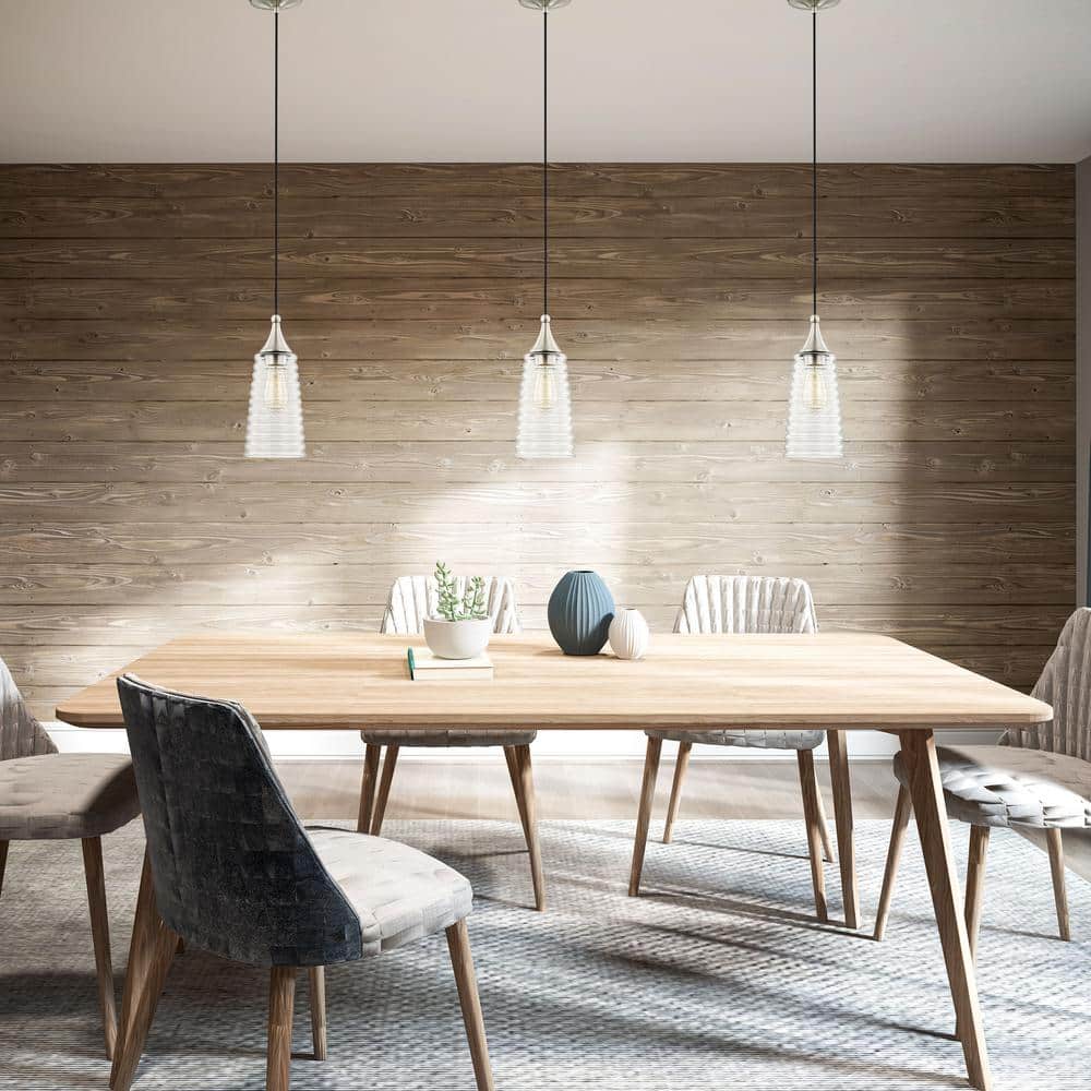Coastal Elegance Brushed Nickel 1-Light Mini Pendant with Clear Glass