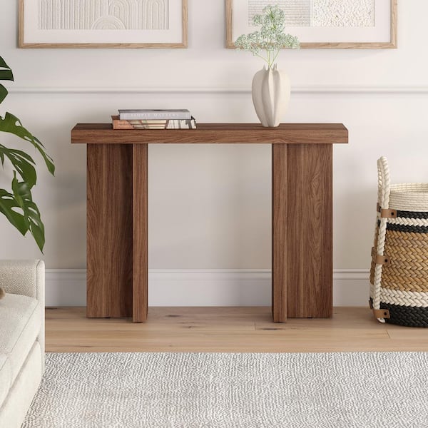Meyer&Cross Dimitra 42 in. Satin Walnut Rectangular MDF Top Console Table