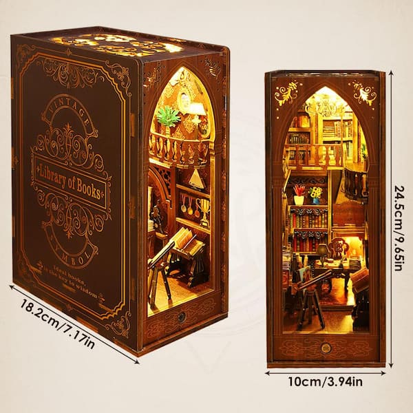 Library Of Books Wooden Puzzle Book Nook Bookshelf Insert