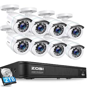 8-Channel 5MP-Lite 2TB DVR Surveillance System with 8 1080p Wired Bullet Cameras, 80 ft. Night Vision