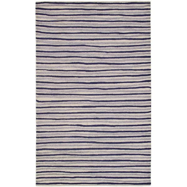 SAFAVIEH Hand Drawn Stripe Wampum Purple 8 ft. x 10 ft. Area Rug