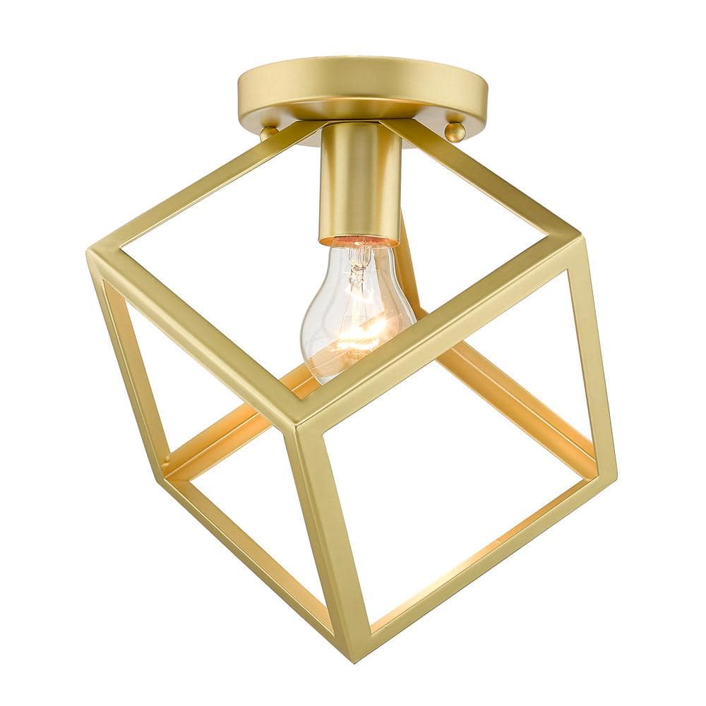 Olympic Gold Geometric Glass-Free Flush Mount Light
