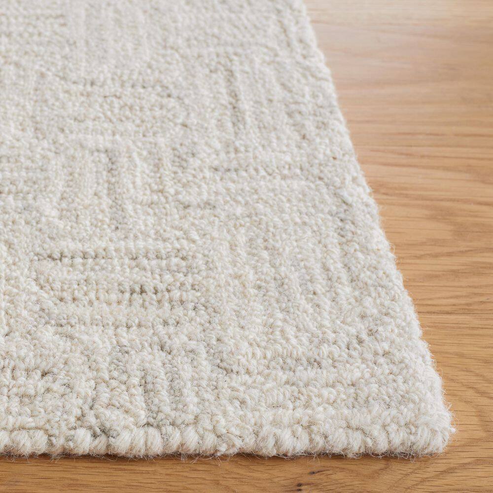 Ivory Wool Elegance 5' Square Tufted Area Rug