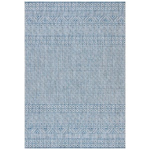 Courtyard Gray/Blue Doormat 2 ft. x 4 ft. Geometric Diamond Indoor/Outdoor Area Rug