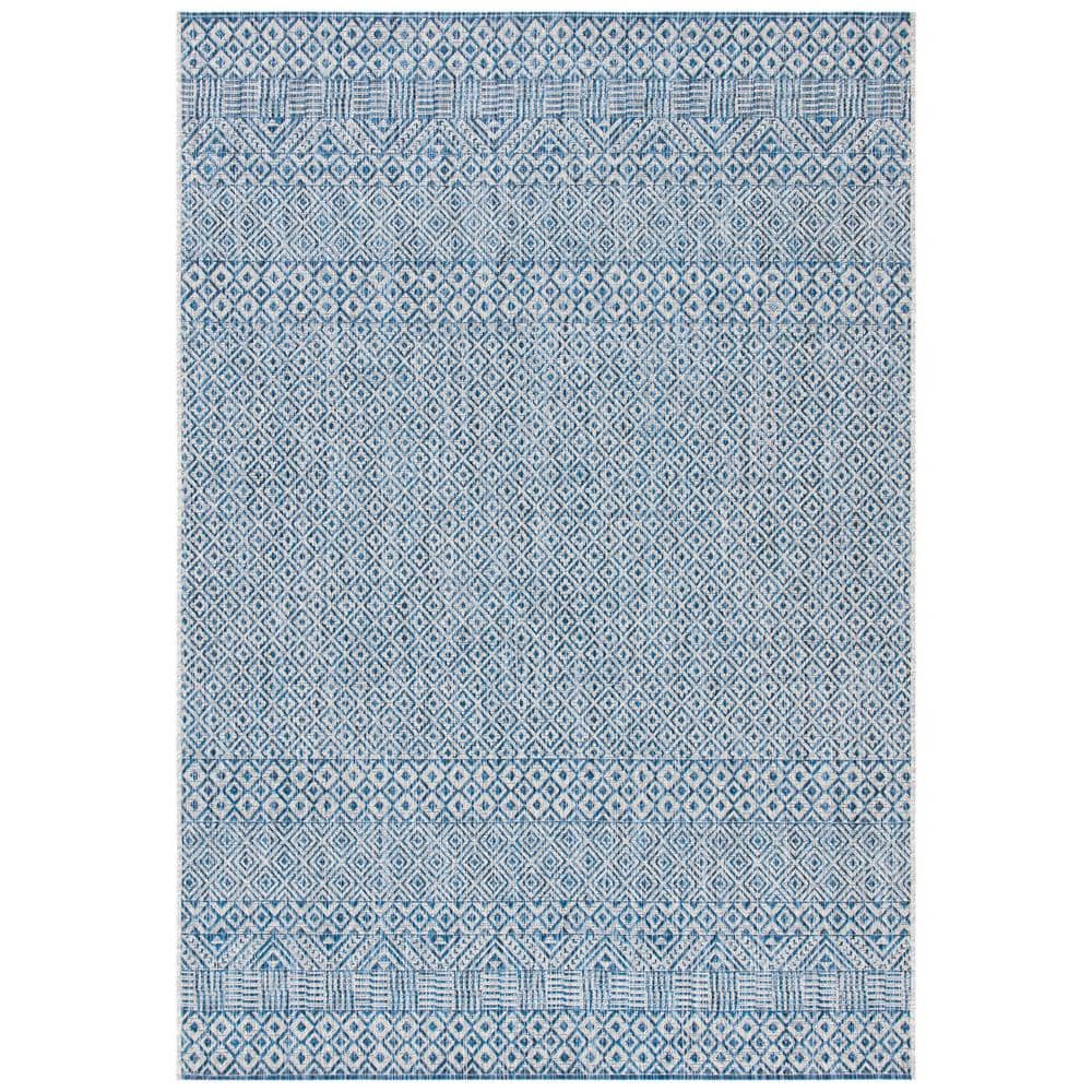 Blue Rectangular Non-slip Synthetic Indoor/Outdoor Rug