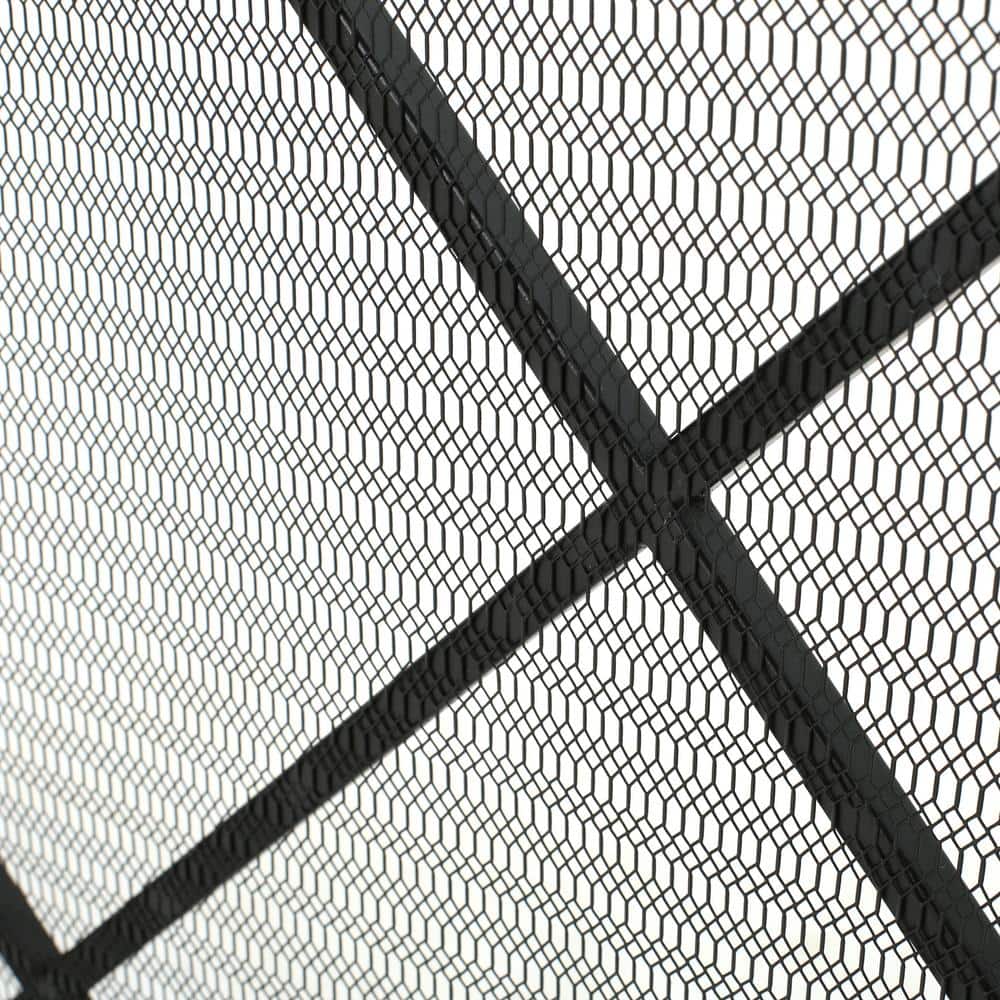 Hayden Black Iron Single Panel Fireplace Screen with Mesh
