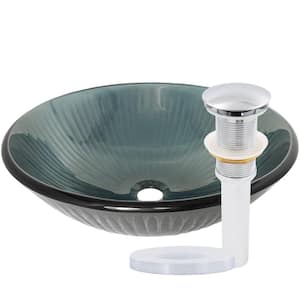 ANZZI Vieno Series Deco-Glass Vessel Sink in Crystal Clear Floral 