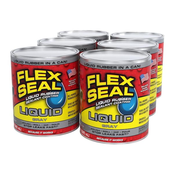 FLEX SEAL FAMILY OF PRODUCTS Flex Seal Liquid Gray 32 Oz. Liquid Rubber Sealant Coating (6-Pack)