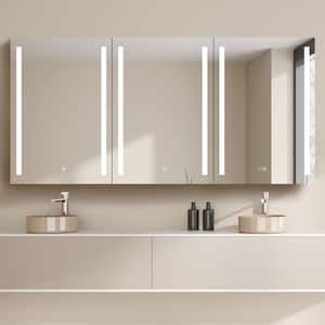 60 in. W x 30 in. H Rectangular White Aluminum Surface Mount Defogging Lighted Bathroom Medicine Cabinet with Mirror