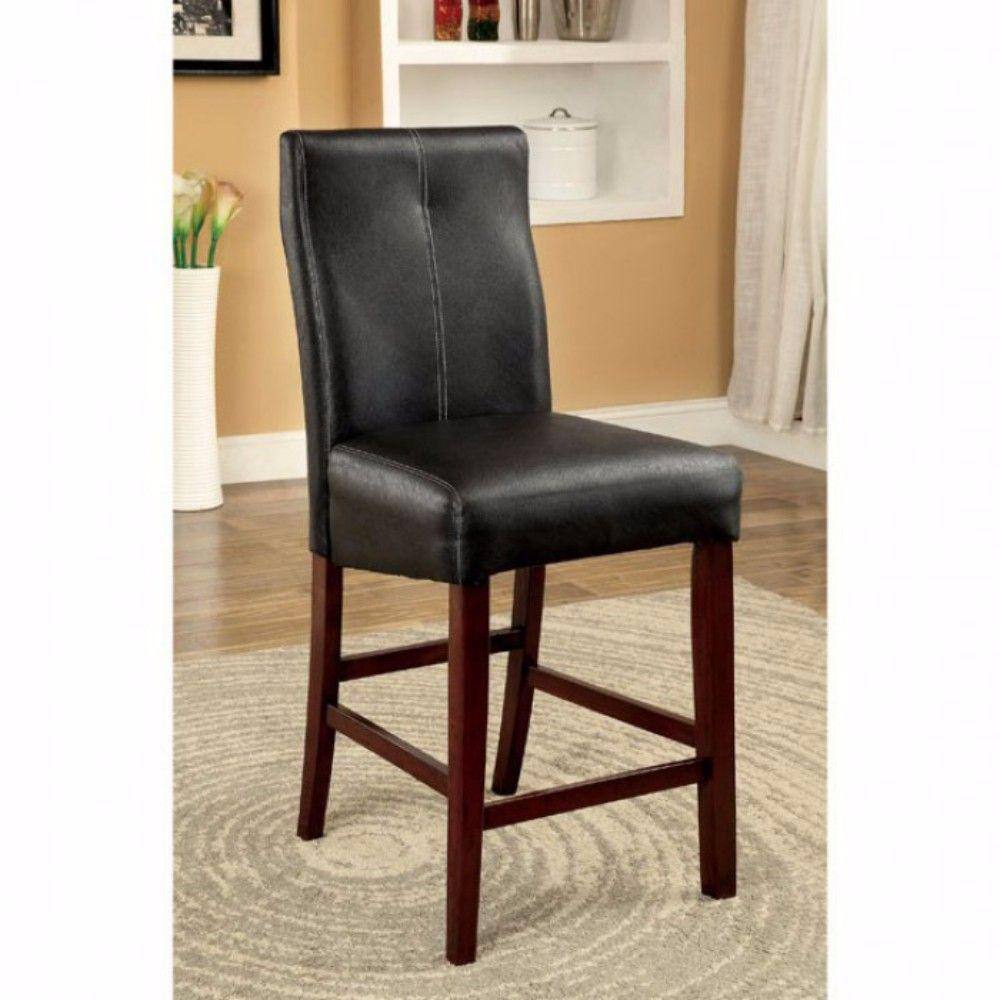 Eccentric Angle Black Leatherette Counter Height Chair, Set of 2