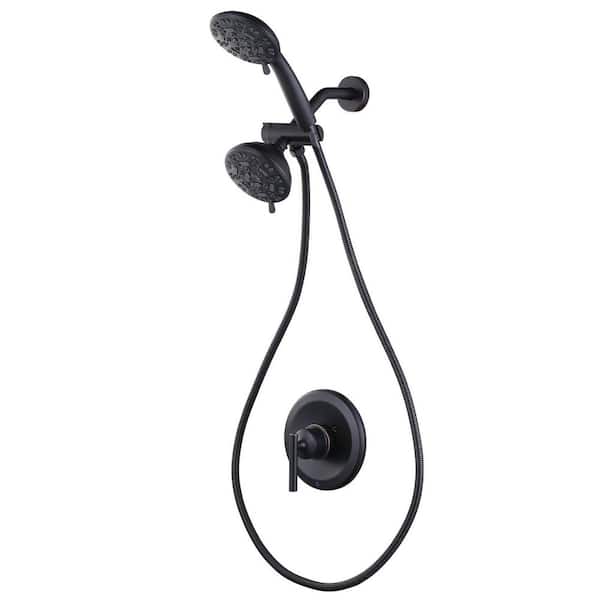 Single Handle 7-Spray Double Shower Heads Shower Faucet 1.8 GPM with High Pressure in Oil Rubbed Bronze (Valve Included)