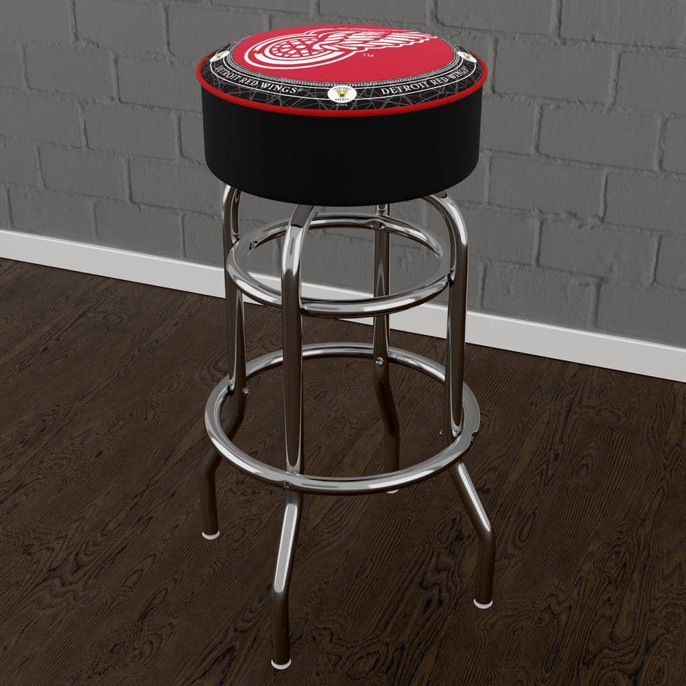 Detroit Red Wings Throwback 31 in. Red Backless Metal Bar Stool with Vinyl 