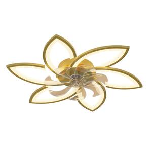 31 in. Indoor Gold Indoor Ceiling Fan with Adjustable White Integrated LED, Remote Included