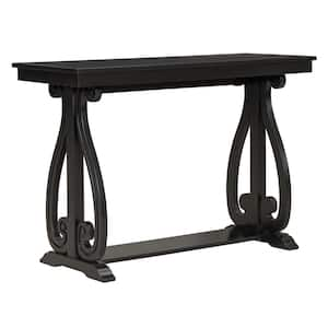 Rustic 48 in. Black Rectangle Wood Console Table with Open Shelf and Sturdy Construction for Living Room