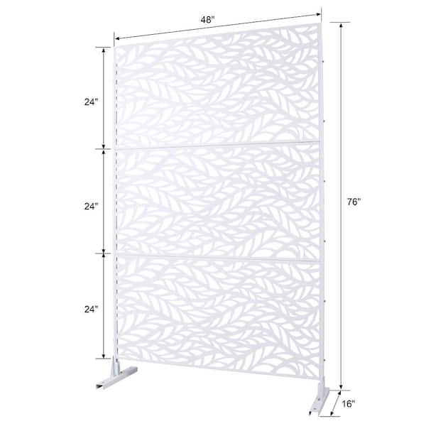 Runesay Outdoor 76 in. H x 48 in. W Metal Privacy Screen in White for Deck Balcony Patio