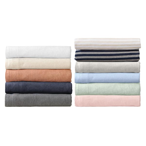 FRESHFOLDS 4-Piece Pink Solid Jersey Knit Cotton Jersey Queen Deep Pocket Sheet Set