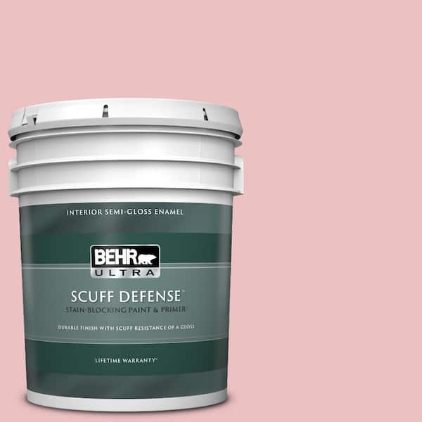 BEHR ULTRA 5 gal. #130C-2 Cafe Pink Extra Durable Semi-Gloss Enamel Interior Paint & Primer