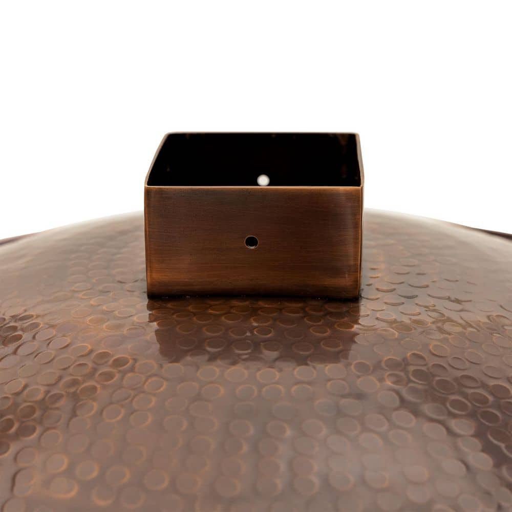 Extra Large Hammered Copper Plated Metal Bird Bath with Post Mount
