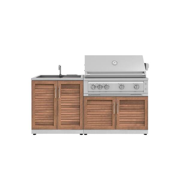 NewAge Products Stainless Steel Grove s 72 in. W x 24 in. D Outdoor Kitchen Cabinet Set with 40 in. Platinum Natural Gas Grill (3-Piece)