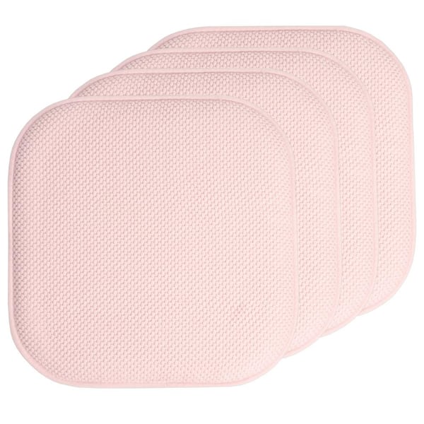 Sweet Home Collection Honeycomb Memory Foam Square 16 in. x 16 in. Non-Slip Indoor/Outdoor Chair Seat Cushion, Pink (4-Pack)