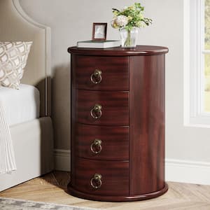 Fenley 17.7 in. Cherry Brown 4-Drawers Solid Wood Nightstand, Bedside Table Tall Nightstand, No Assembly Required