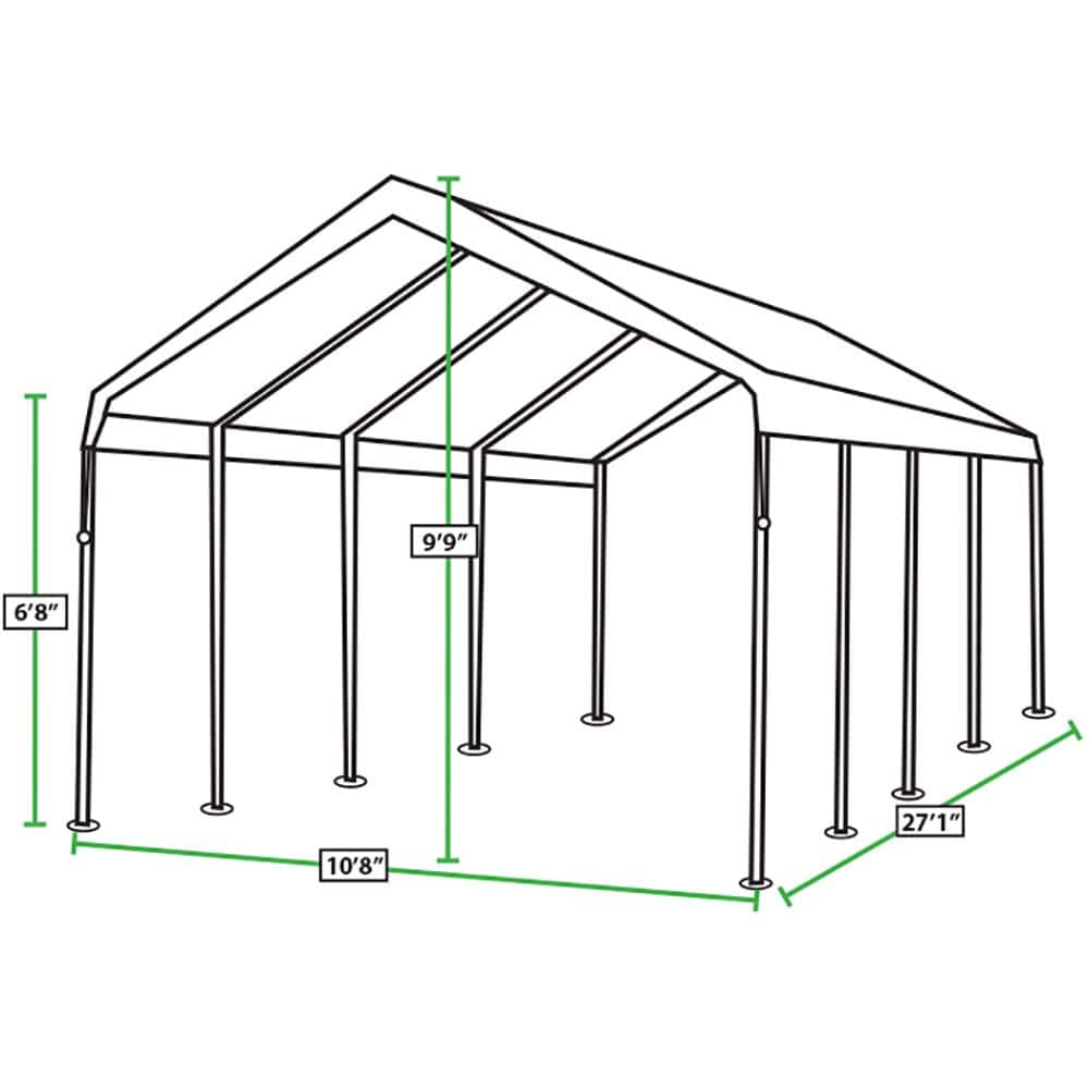Extra Long White Fabric Canopy with Metal Frame