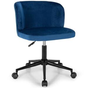 Blue Velvet Home Office Leisure Vanity Chair Armless Adjustable Swivel
