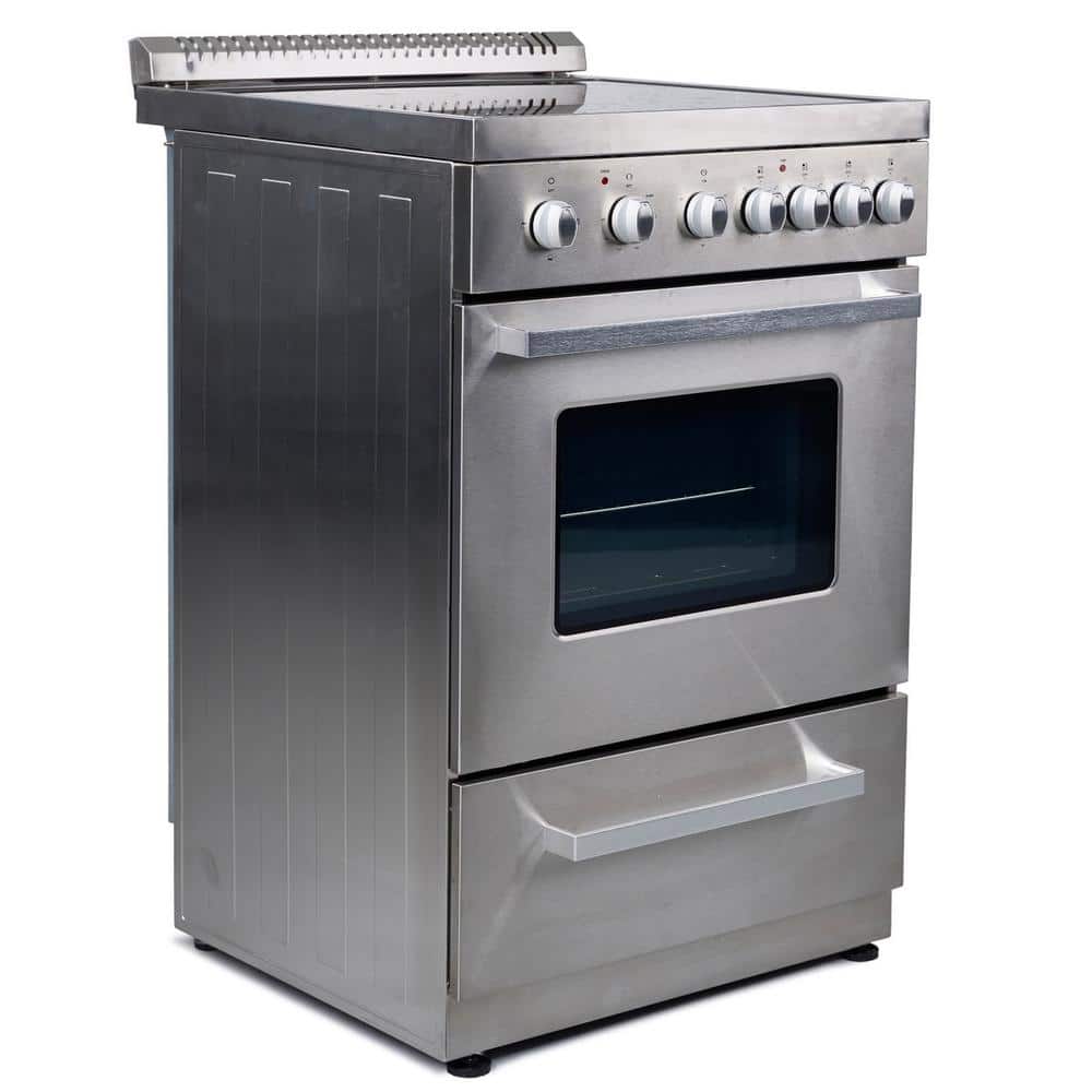 24-inch Stainless Steel Freestanding Electric Range with Glass Cooktop
