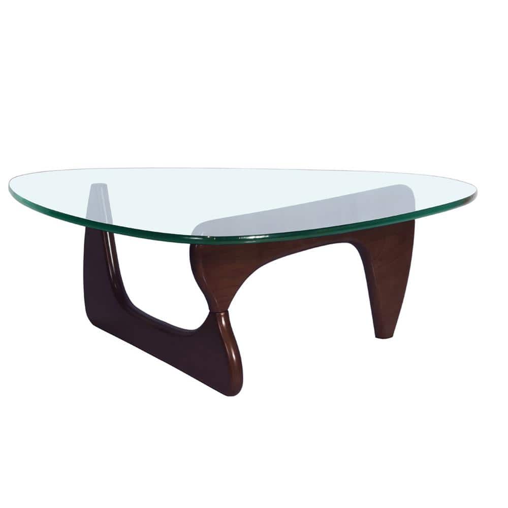 50 in. Dark English Simple Triangle Glass Coffee Table