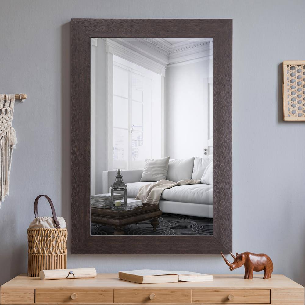 Espresso Elegance Rectangular Wall Mirror with Wood Frame, 24"W x 36"H