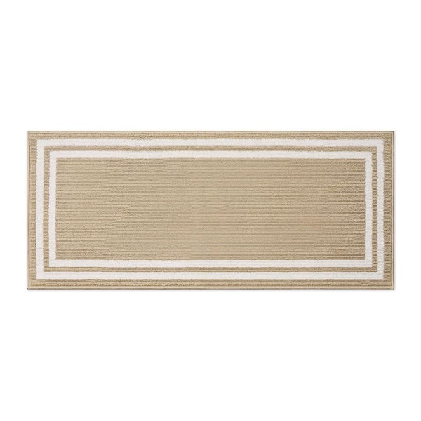 Debbie Double Border 2- Tone Berber/Ivory 2 ft. x 5 ft. Tufted Border Polypropylene Runner Rug