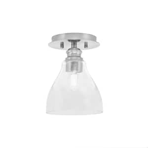 Albany 1-Light 6.25 in. Brushed Nickel Semi-Flush with Clear Bubble Glass Shade