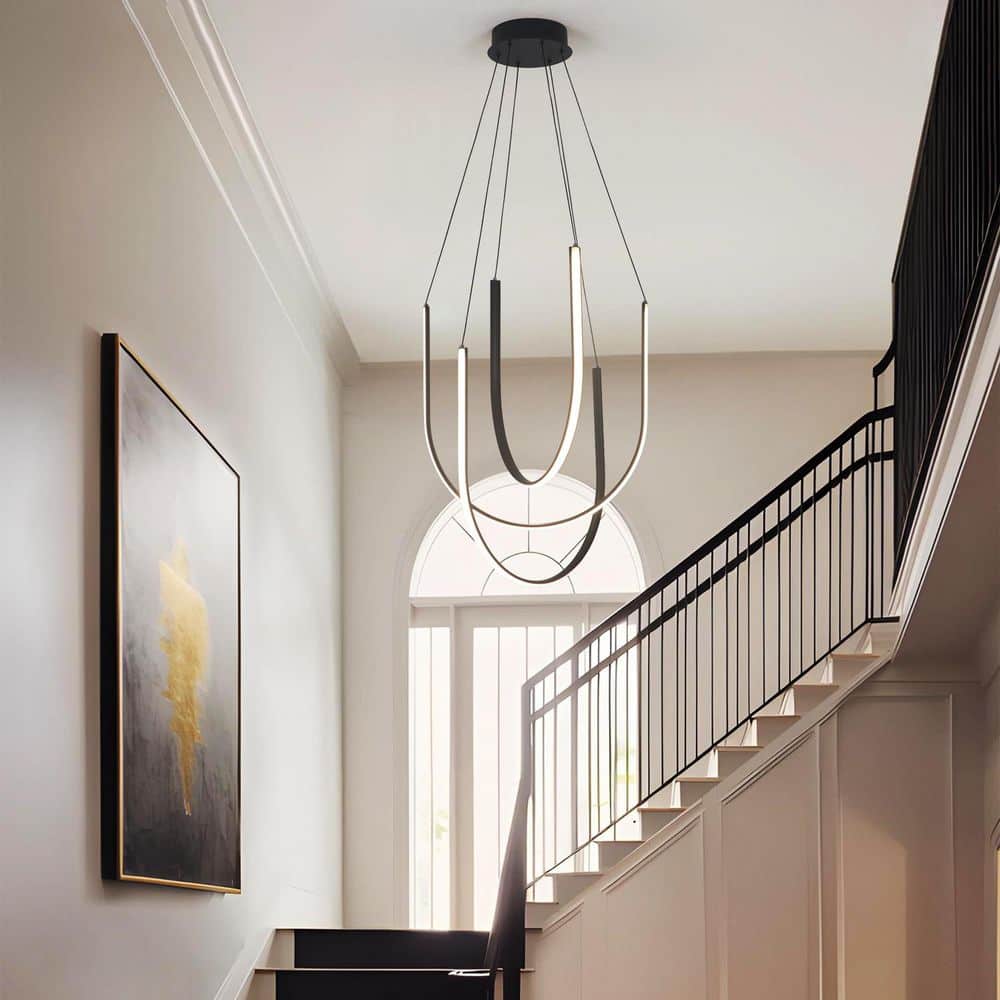 20 in. 3 Lights Contemporary Integrated LED Black Chandelier for Dining Room Bedroom Entrance, 3000K Warm Light price history on PriceWatchPro
