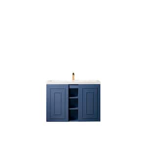 Alicante' 39.4 in. W x 15.6 in. D x 29.4 in. H Bathroom Vanity in Azure Blue with White Glossy Resin Top